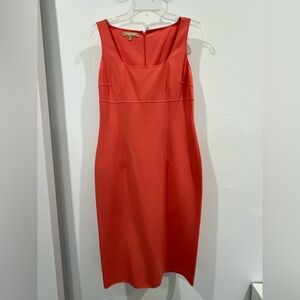 Michael Kors Sleeveless Coral Midi Sheath Dress